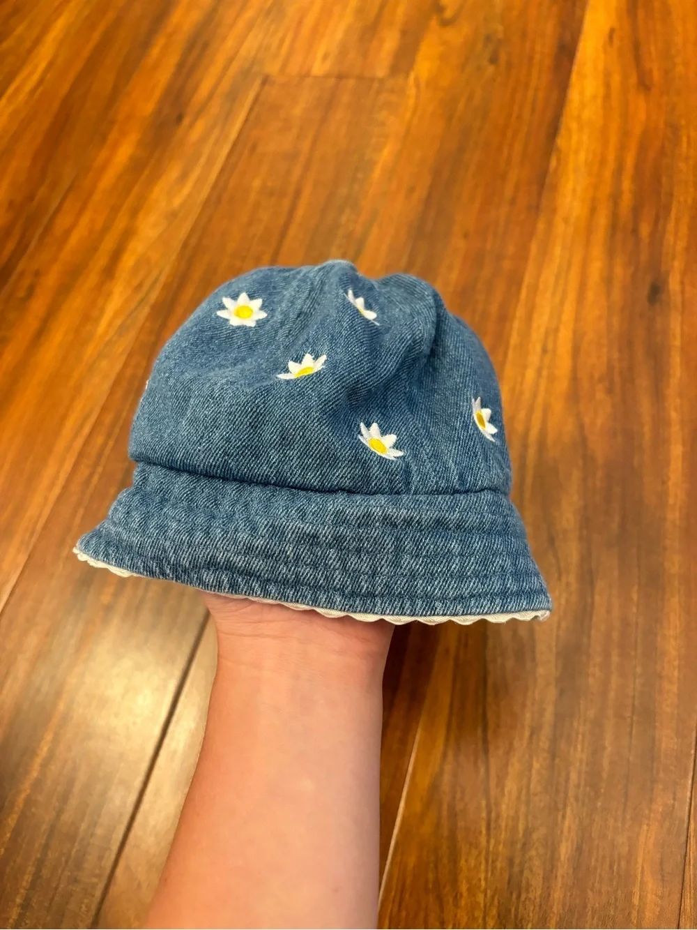 ABC Accessories Denim Embroidered Flowers Vintage Baby Hat